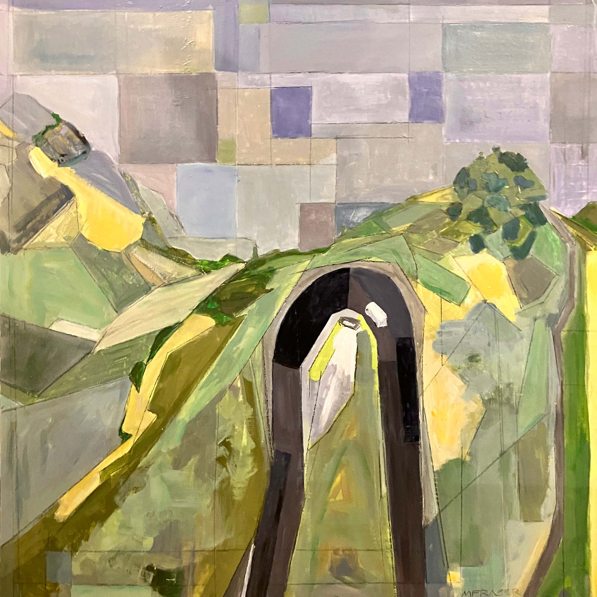 Te Mata Peak Birdseye original acrylic painting by Michelle Fraser NZ artist Hawke's Bay