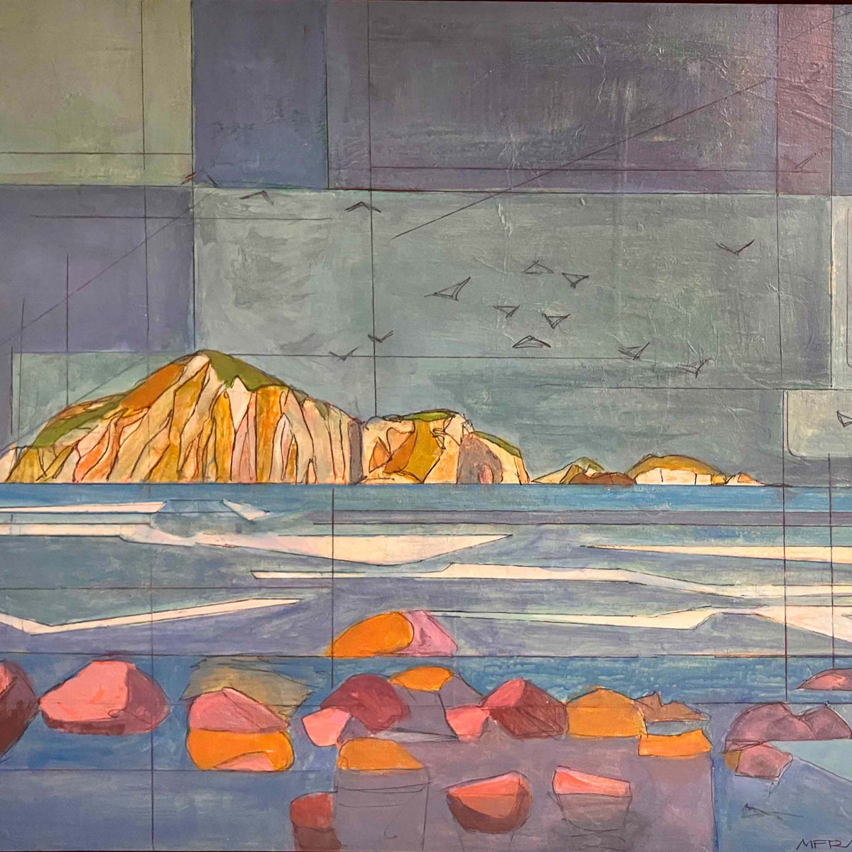 Bare Island Te Motu o Kura original acrylic painting by Michelle Fraser NZ artist