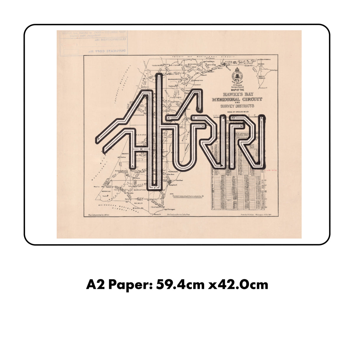 Napier - Limited edition A2 Giclée map print of Ahuriri, Hawke's Bay NZ – toptownz