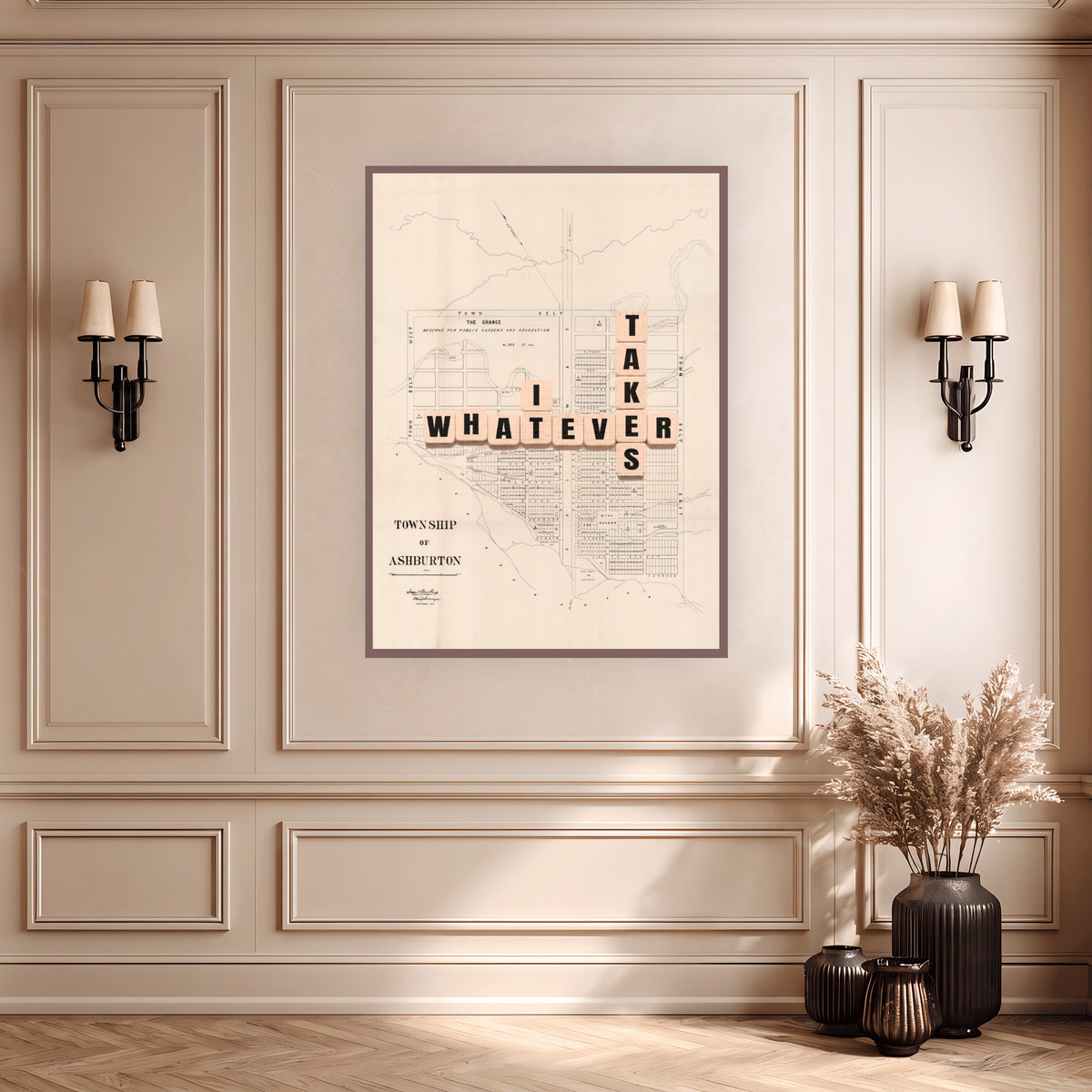 Whatever it takes Ltd. Ed. Giclée map print of Ashburton, Canterbury New Zealand v01 – toptownz