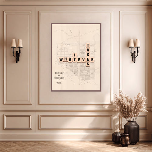 Whatever it takes Ltd. Ed. Giclée map print of Ashburton, Canterbury New Zealand v01 – toptownz