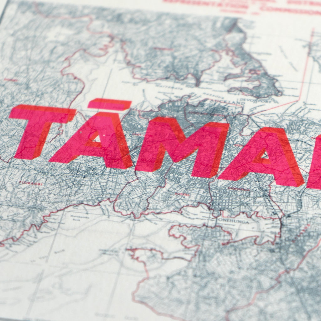 Tāmaki Tamaki Ltd. Ed. Giclée map print of Auckland, New Zealand v01 – toptownz