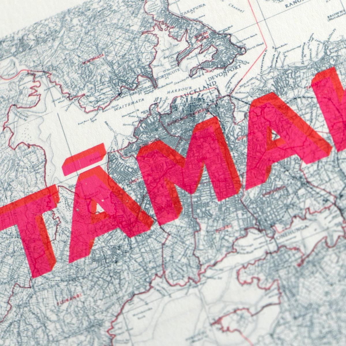Tāmaki Tamaki Ltd. Ed. Giclée map print of Auckland, New Zealand v01 – toptownz
