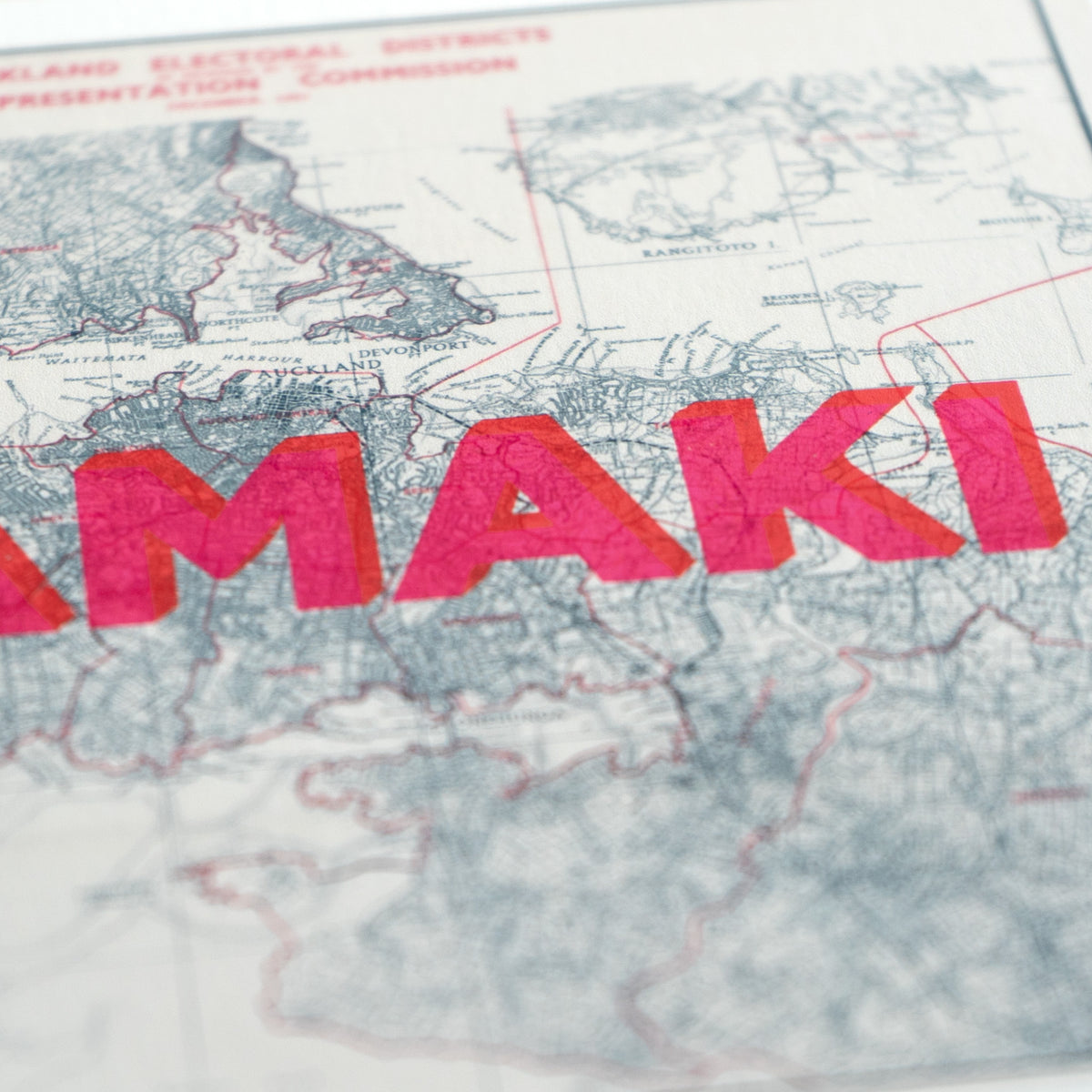 Tāmaki Tamaki Ltd. Ed. Giclée map print of Auckland, New Zealand v01 – toptownz
