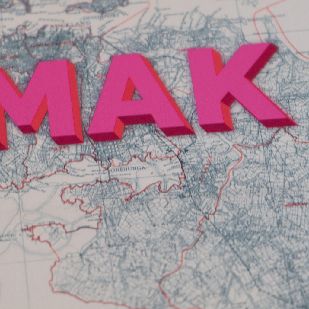 TMAK Limited edition Giclée map print of Auckland NZ v02 – toptownz