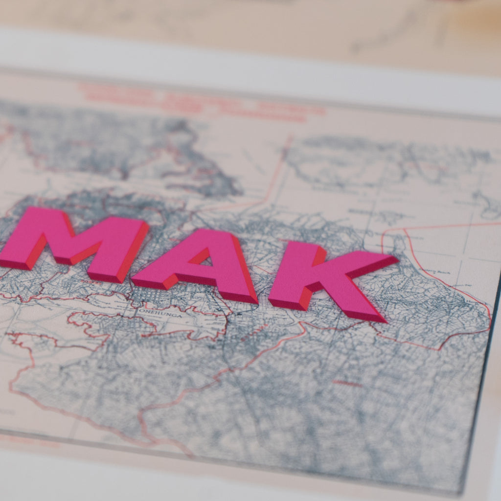 TMAK Limited edition Giclée map print of Auckland NZ v02 – toptownz
