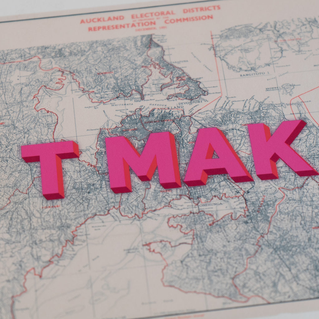 TMAK Limited edition Giclée map print of Auckland NZ v02 – toptownz