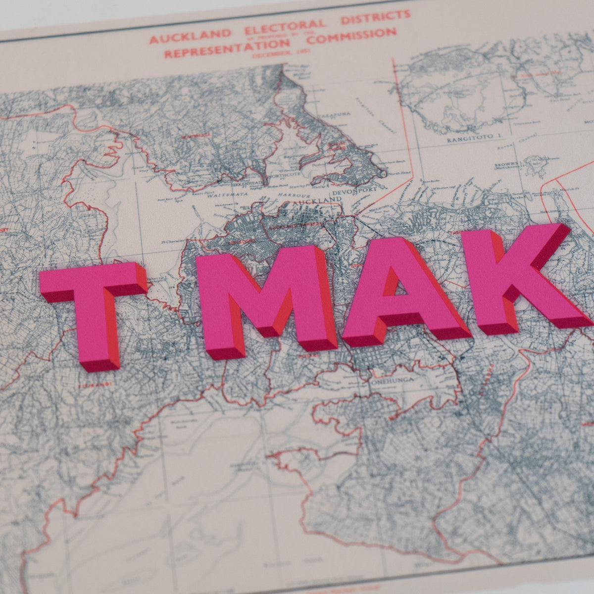 TMAK Limited edition Giclée map print of Auckland NZ v02 – toptownz