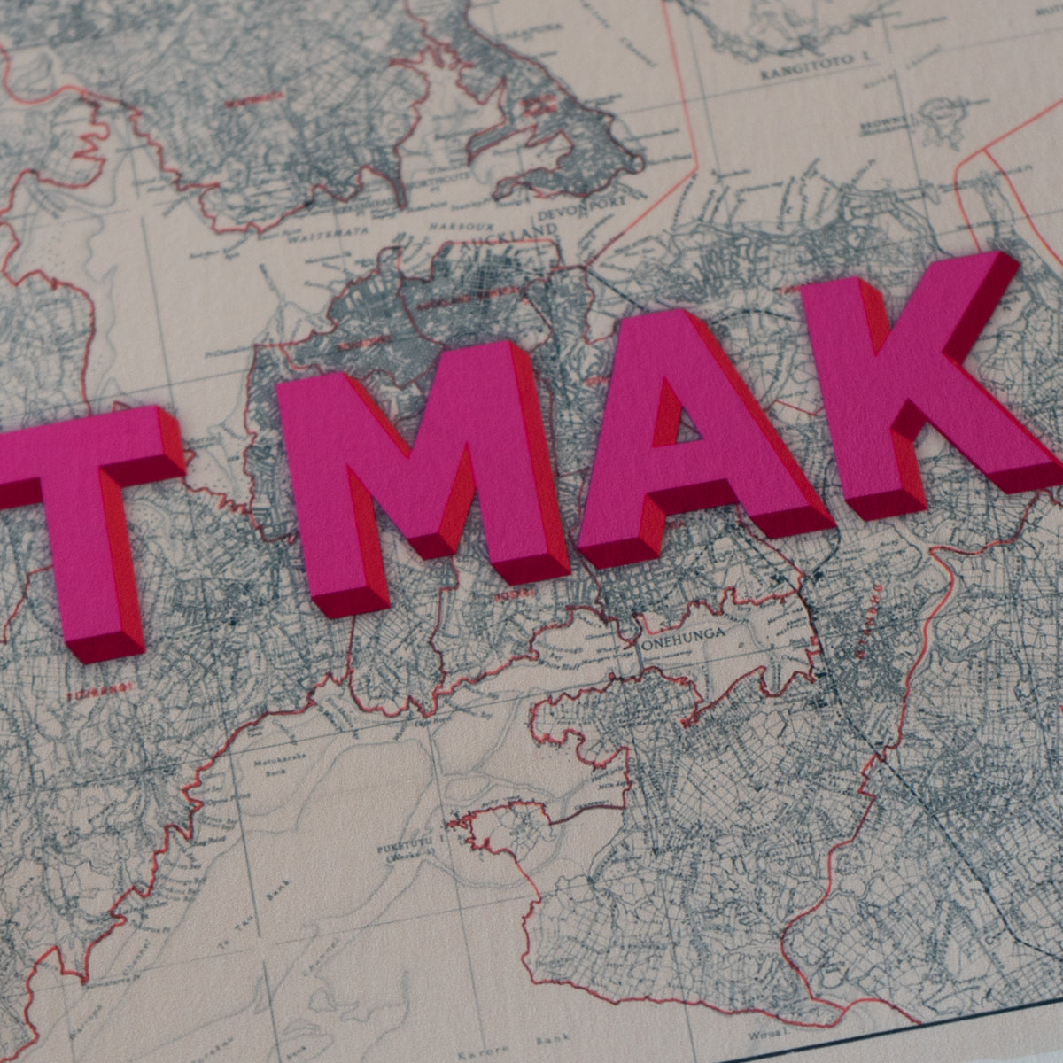 TMAK Limited edition Giclée map print of Auckland NZ v02 – toptownz