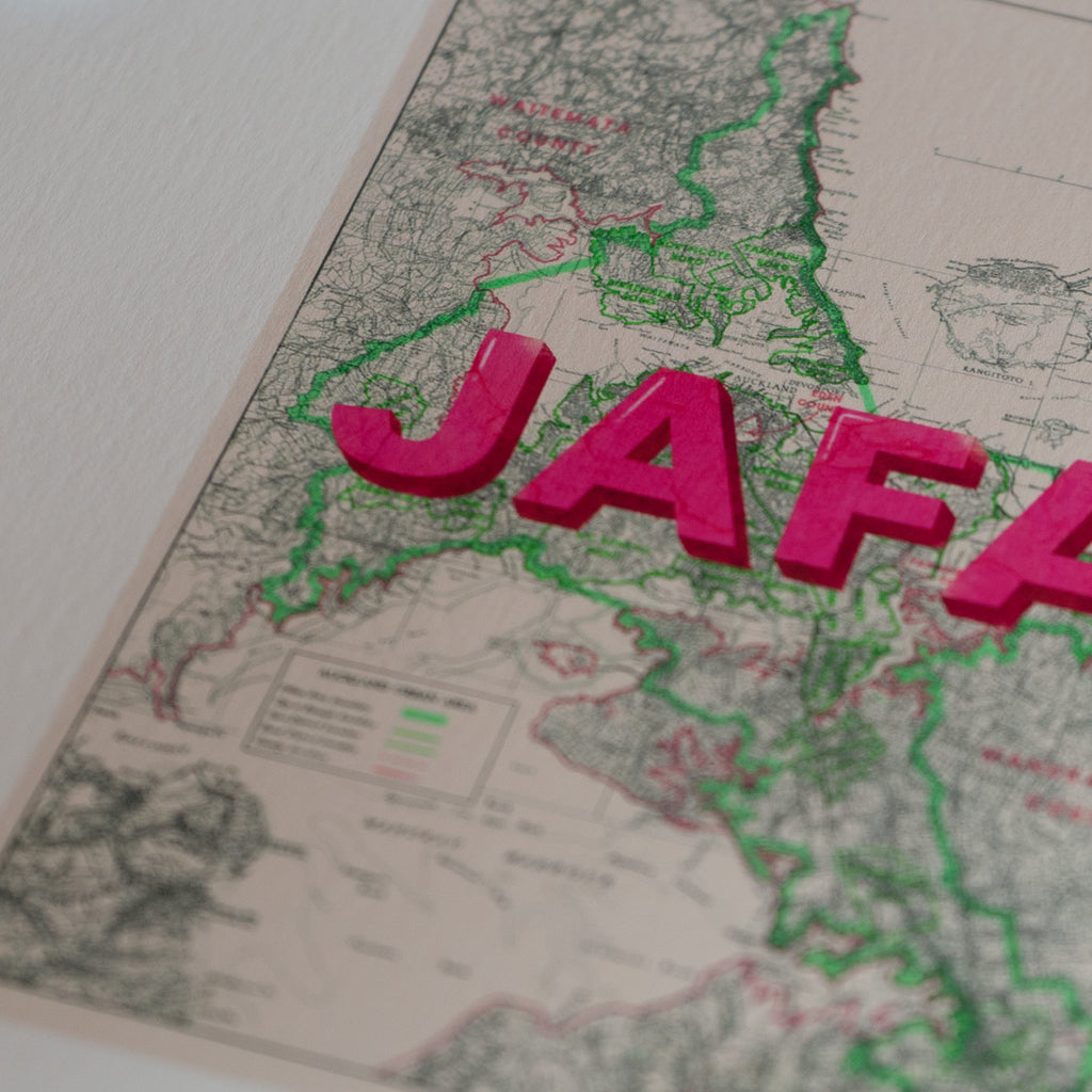 JAFA Limited Edition Giclée map print of Auckland NZ v03 – toptownz