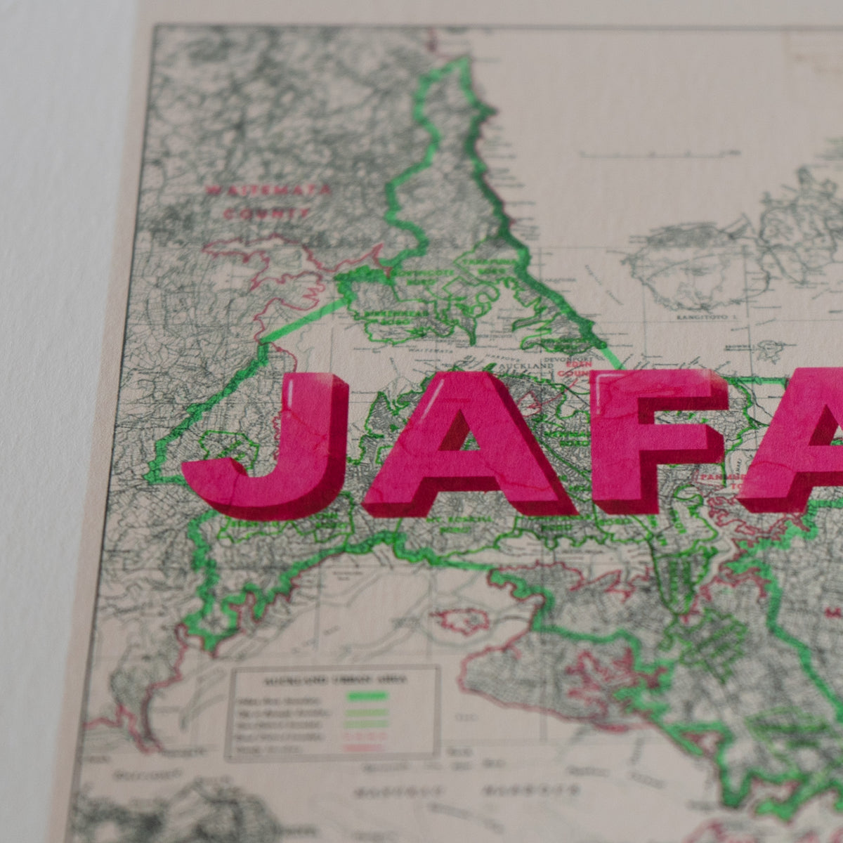JAFA Limited Edition Giclée map print of Auckland NZ v03 – toptownz