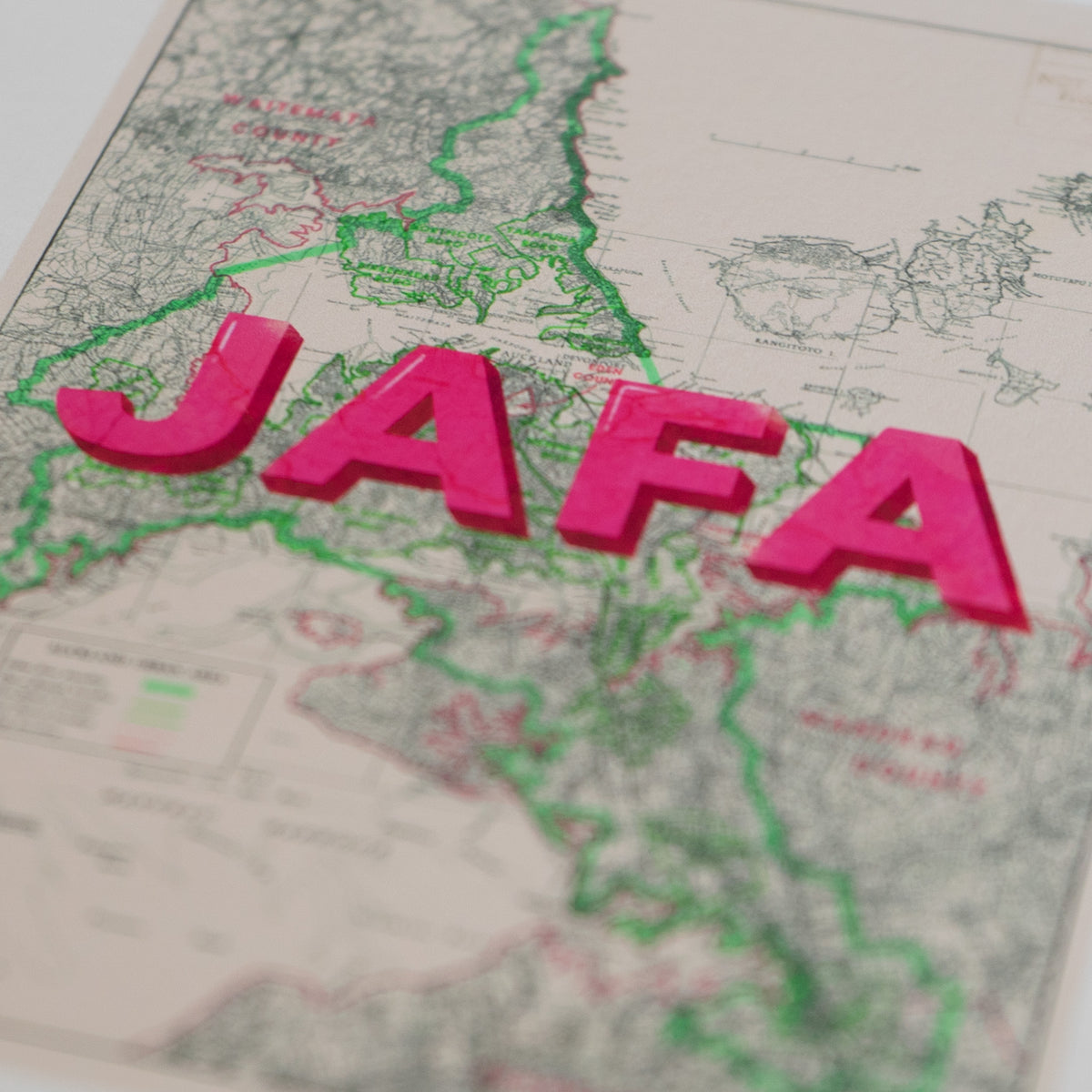 JAFA Limited Edition Giclée map print of Auckland NZ v03 – toptownz