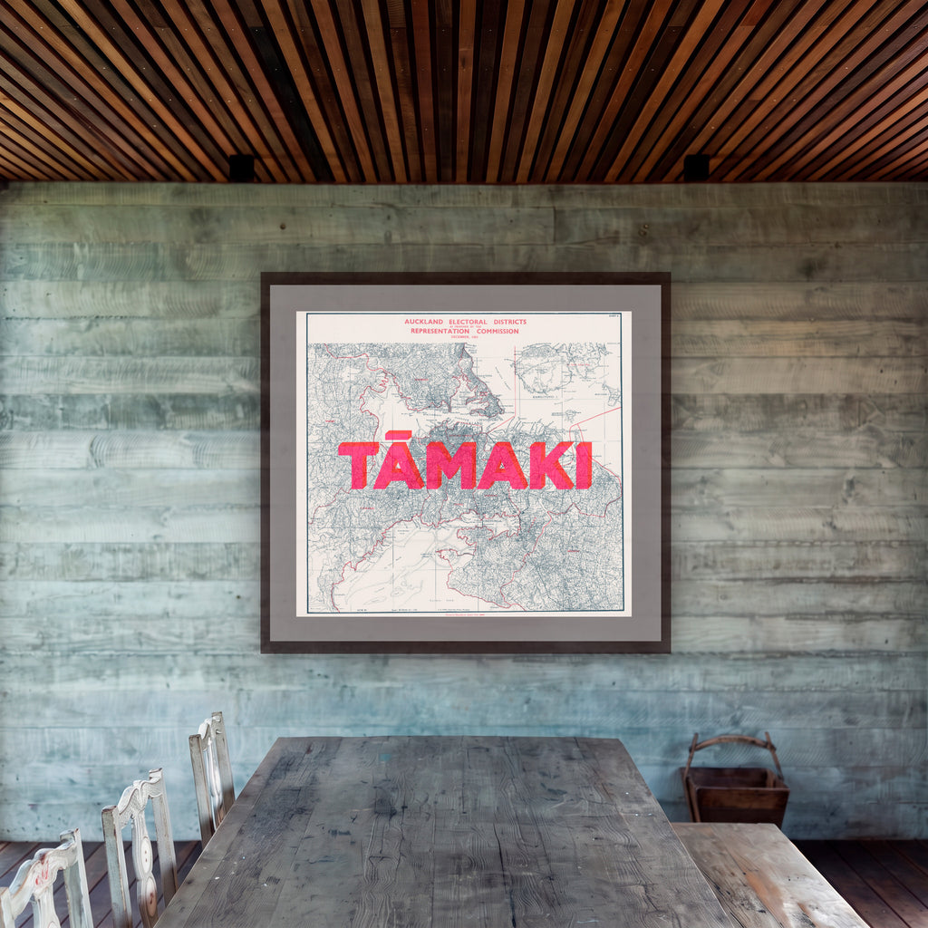 Tāmaki Tamaki Ltd. Ed. Giclée map print of Auckland, New Zealand v01 – toptownz