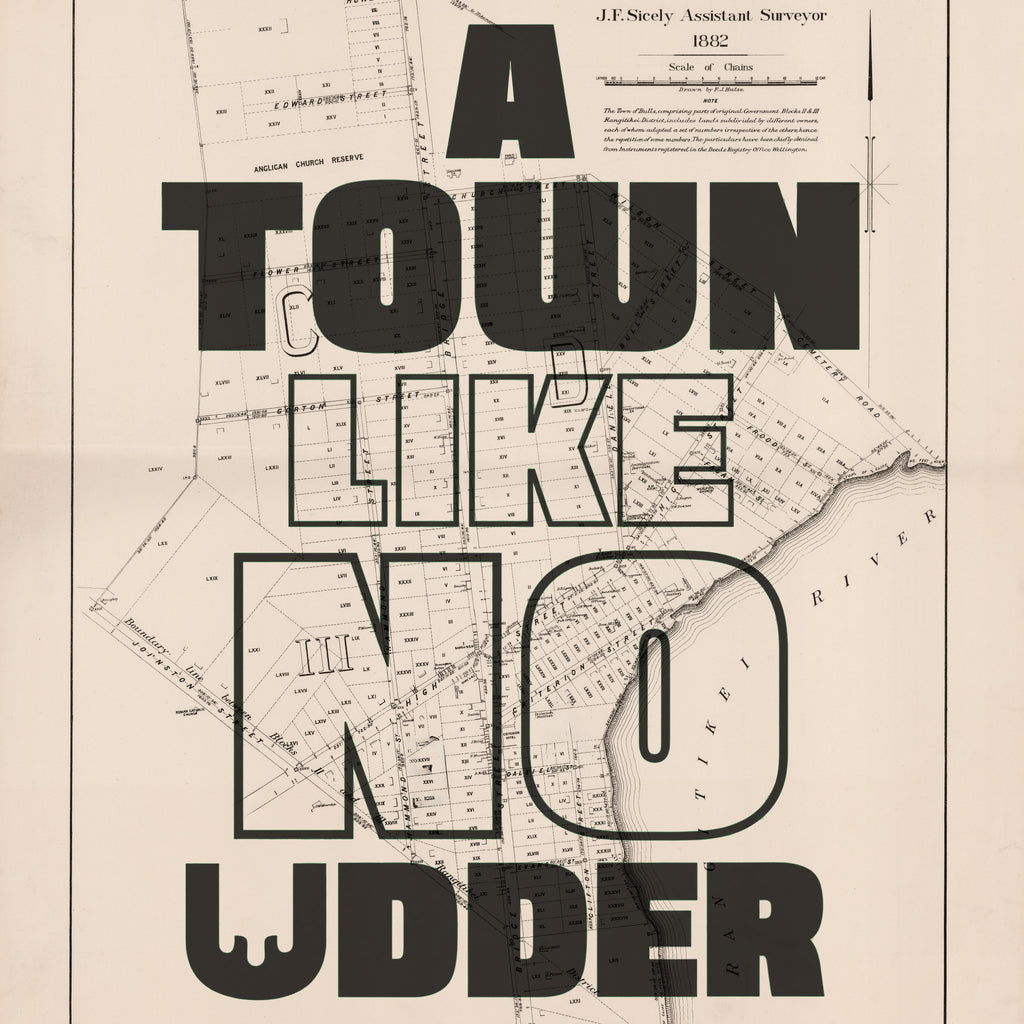 A town like no udder Limited edition Giclée map print of Bulls, Manawatū NZ – toptownz