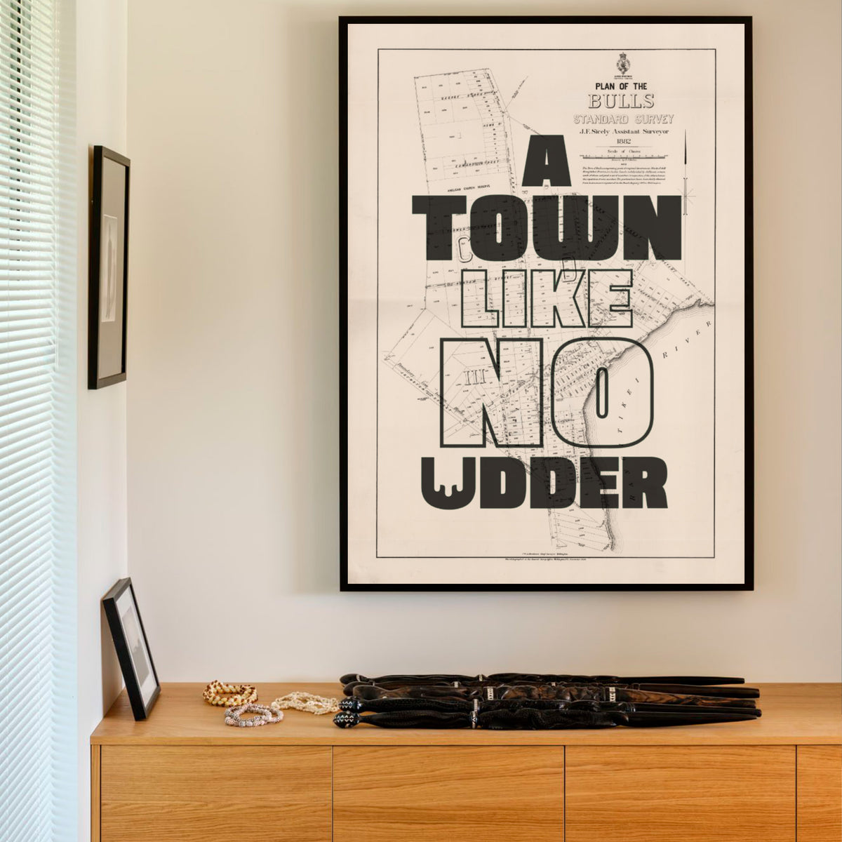 A town like no udder Limited edition Giclée map print of Bulls, Manawatū NZ – toptownz