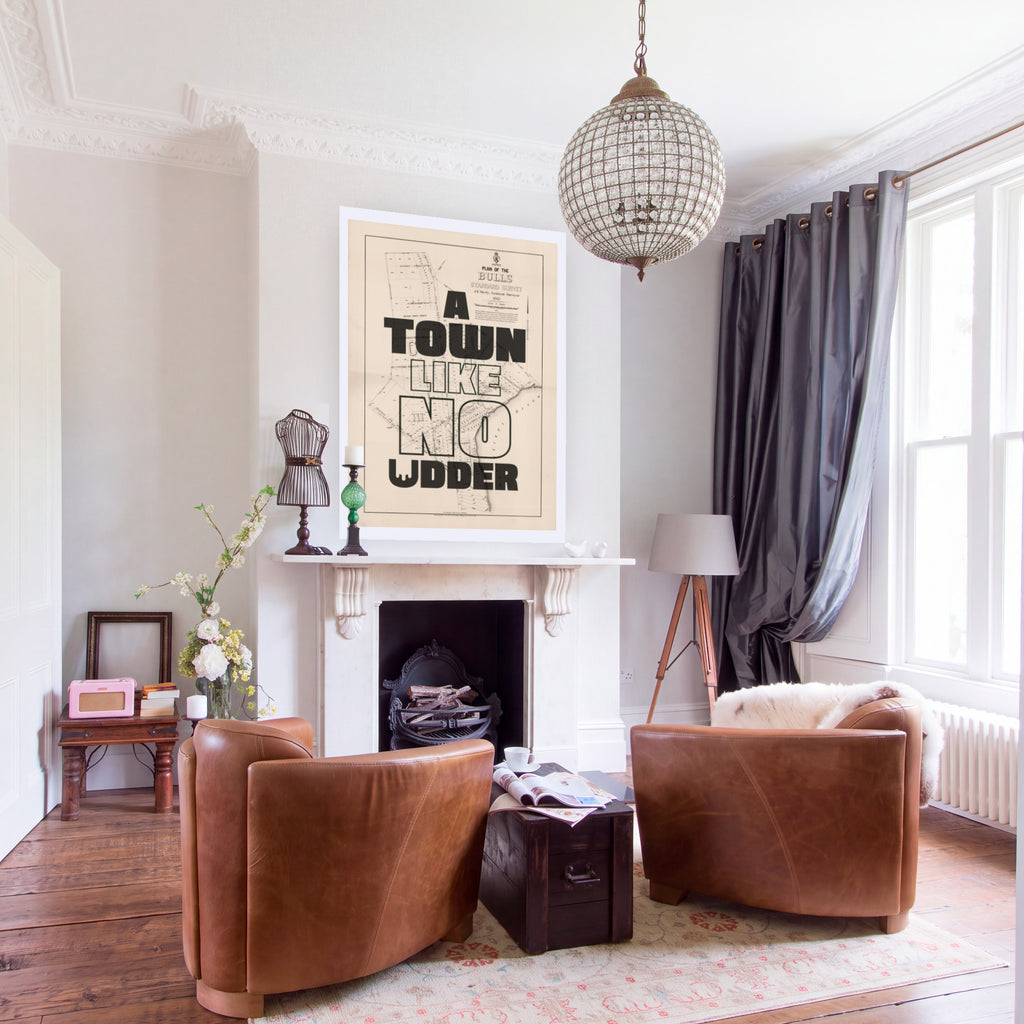 A town like no udder Limited edition Giclée map print of Bulls, Manawatū NZ – toptownz