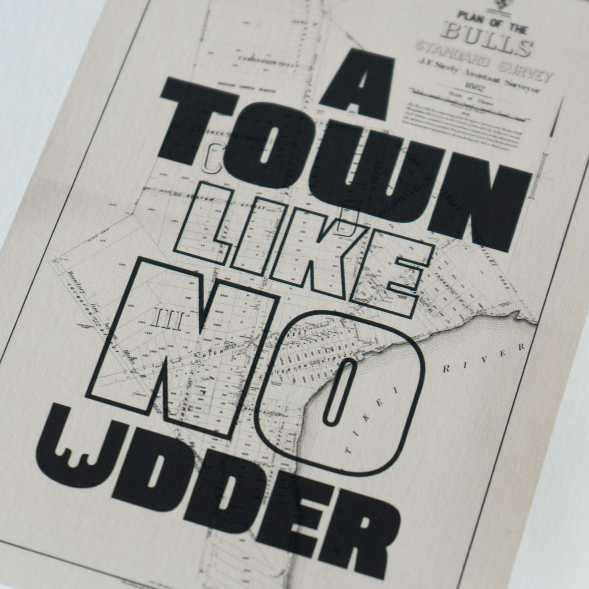 A town like no udder Limited edition Giclée map print of Bulls, Manawatū NZ – toptownz