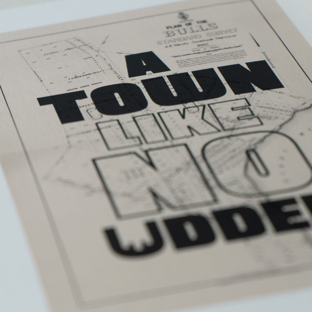 A town like no udder Limited edition Giclée map print of Bulls, Manawatū NZ – toptownz