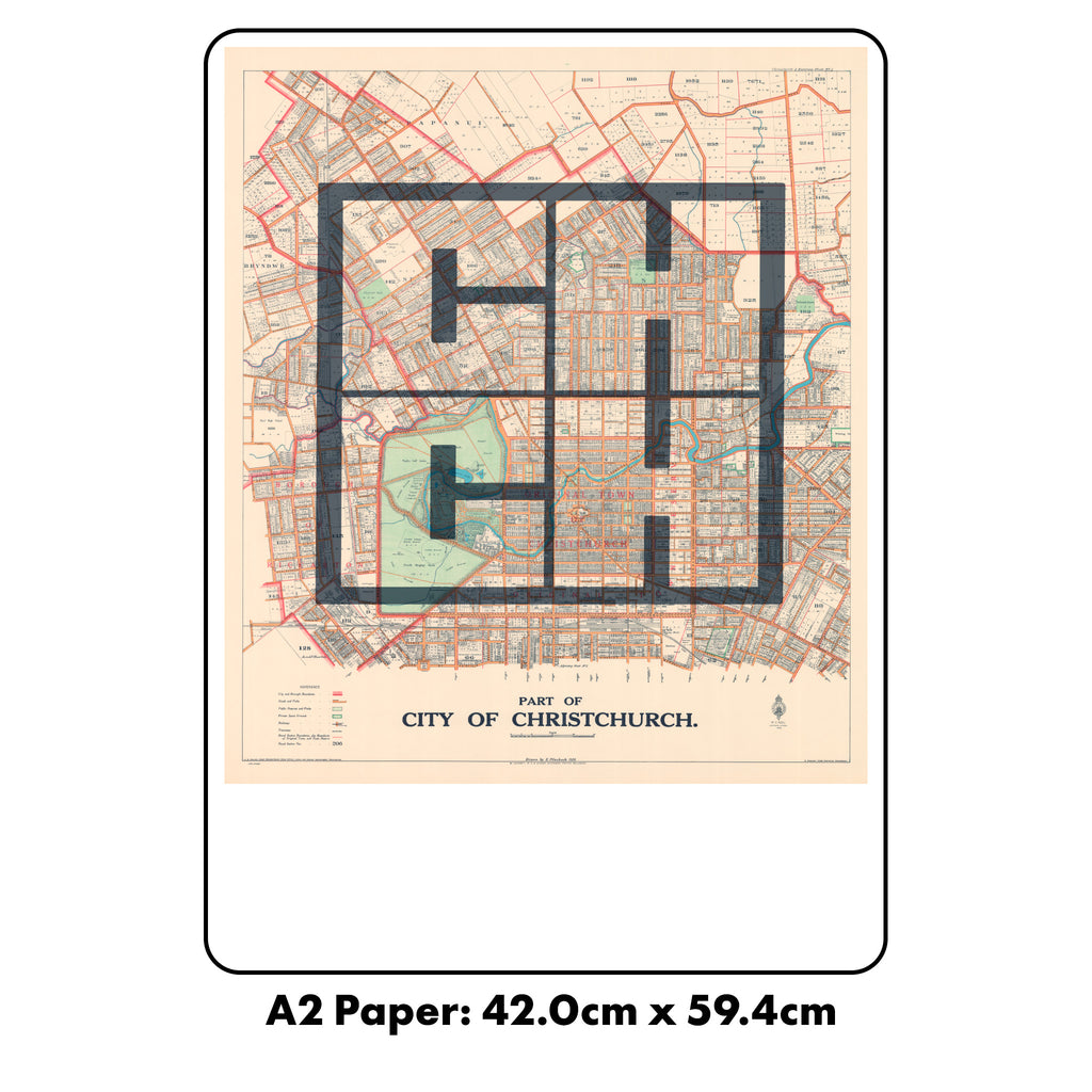 CHCH Limited edition Giclée map print of Christchurch, Canterbury NZ – toptownz