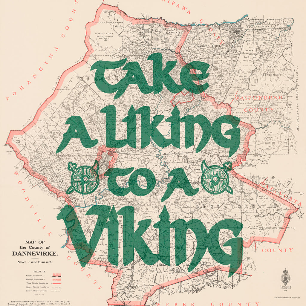 Take a liking Ltd. Ed. Giclée map print of Dannevirke, Hawke's Bay NZ v02 – toptownz