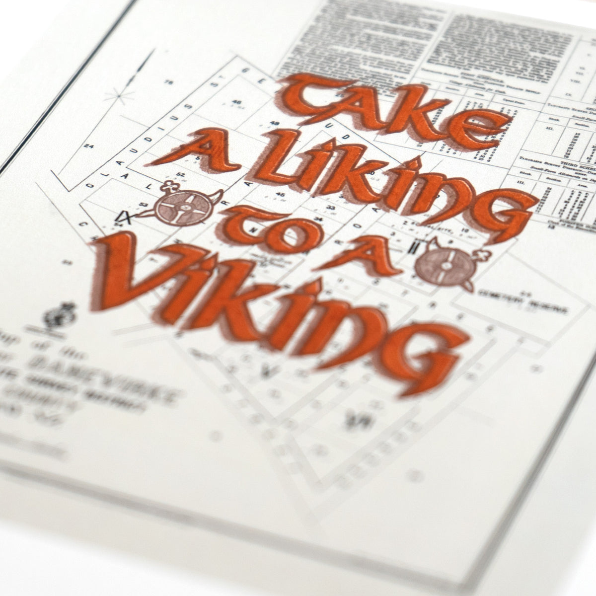 TAKE A LIKING TO A VIKING  Giclée map print of Dannevirke, Hawke's Bay New Zealand v01 – toptownz town slogans
