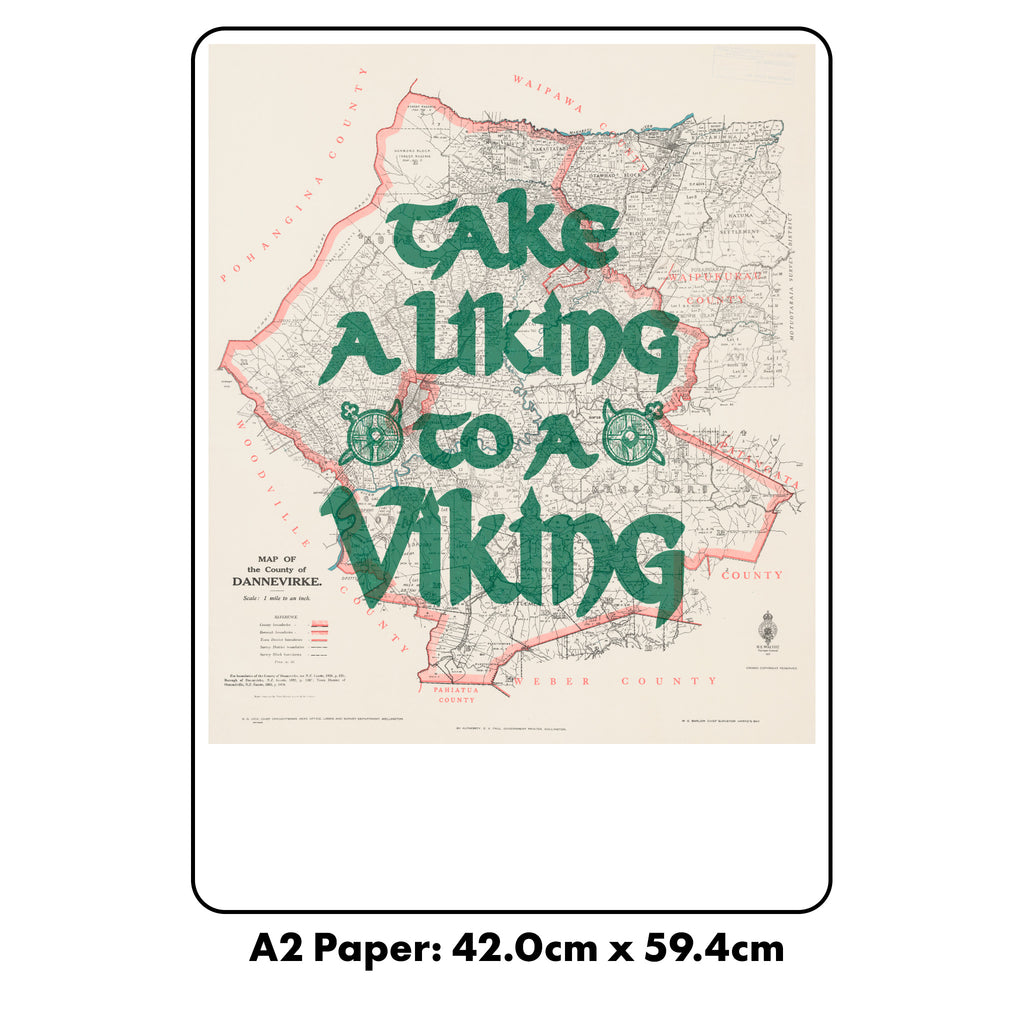 Take a liking Ltd. Ed. Giclée map print of Dannevirke, Hawke's Bay NZ v02 – toptownz