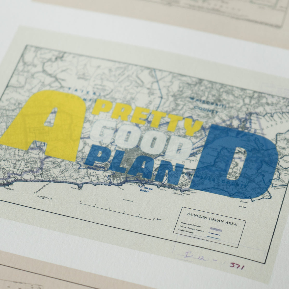 A pretty good plan D - Limited edition Giclée map print of Dunedin, Otago NZ v02 – toptownz