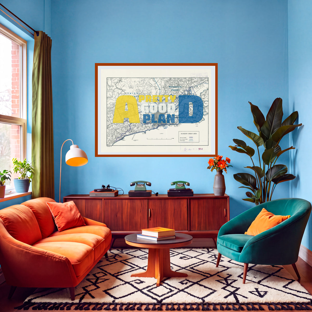 A pretty good plan D - Limited edition Giclée map print of Dunedin, Otago NZ v02 – toptownz
