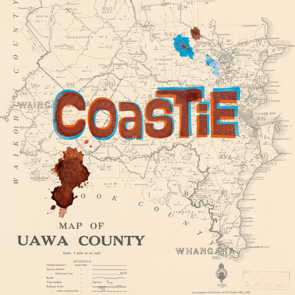 Coastie Ltd. Ed.  Giclée map print of UAWA, the East Coast, NZ – toptownz Slogans 