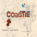 Coastie Ltd. Ed.  Giclée map print of UAWA, the East Coast, NZ – toptownz Slogans 