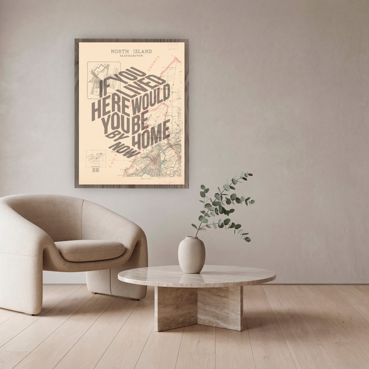 If you lived here. Limited edition Giclée map print of Featherston, Wairarapa NZ v01 – toptownz