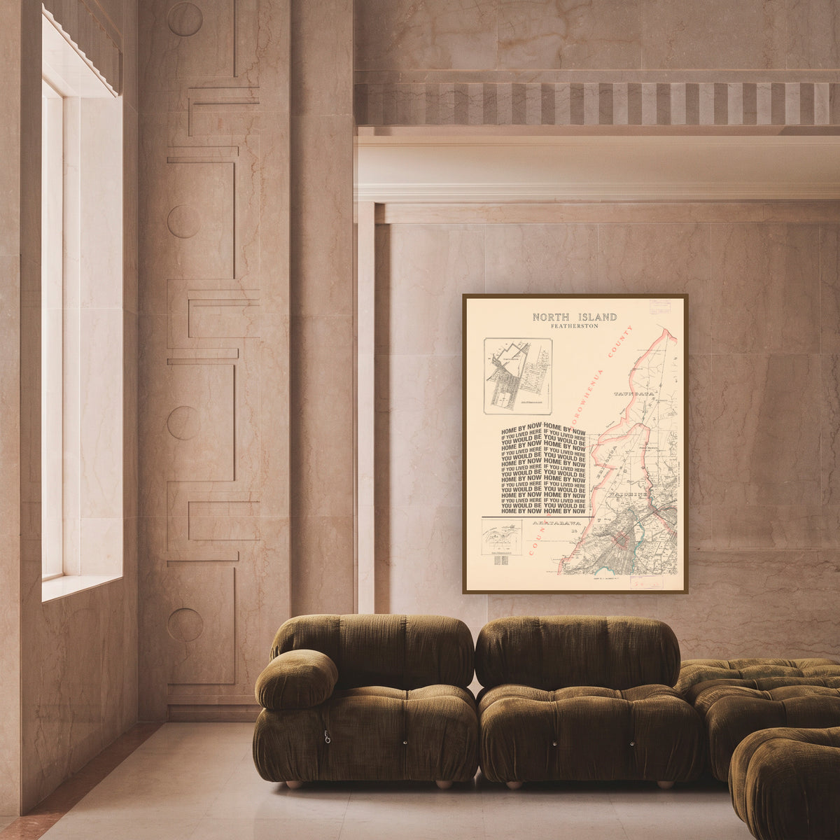 'If you lived here you would be home by now' Limited edition Giclée map print of Featherston, Wairarapa NZ