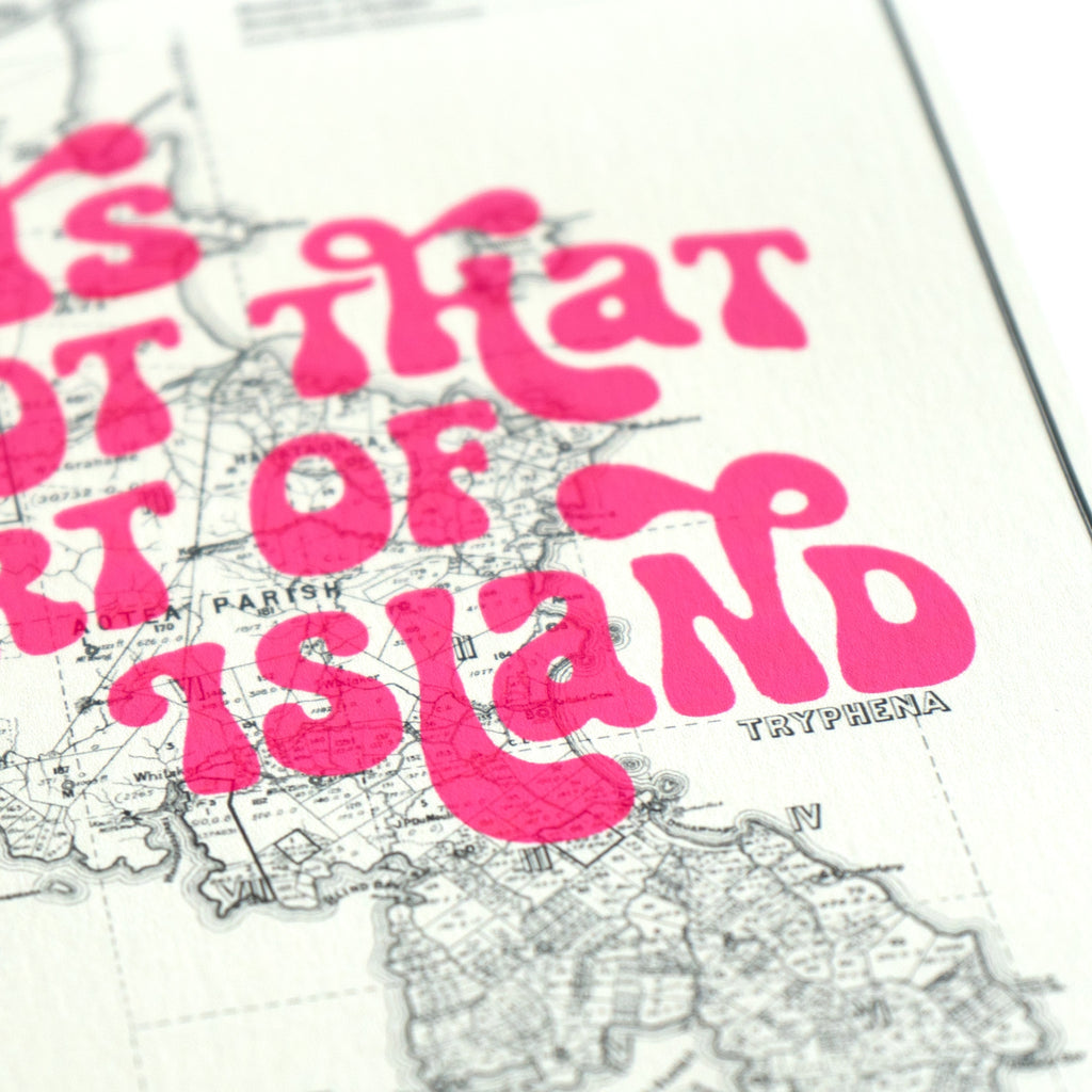 It's not that sort of Island -  Ltd. Ed. Giclée map print of Great Barrier Island NZ v01 – toptownz