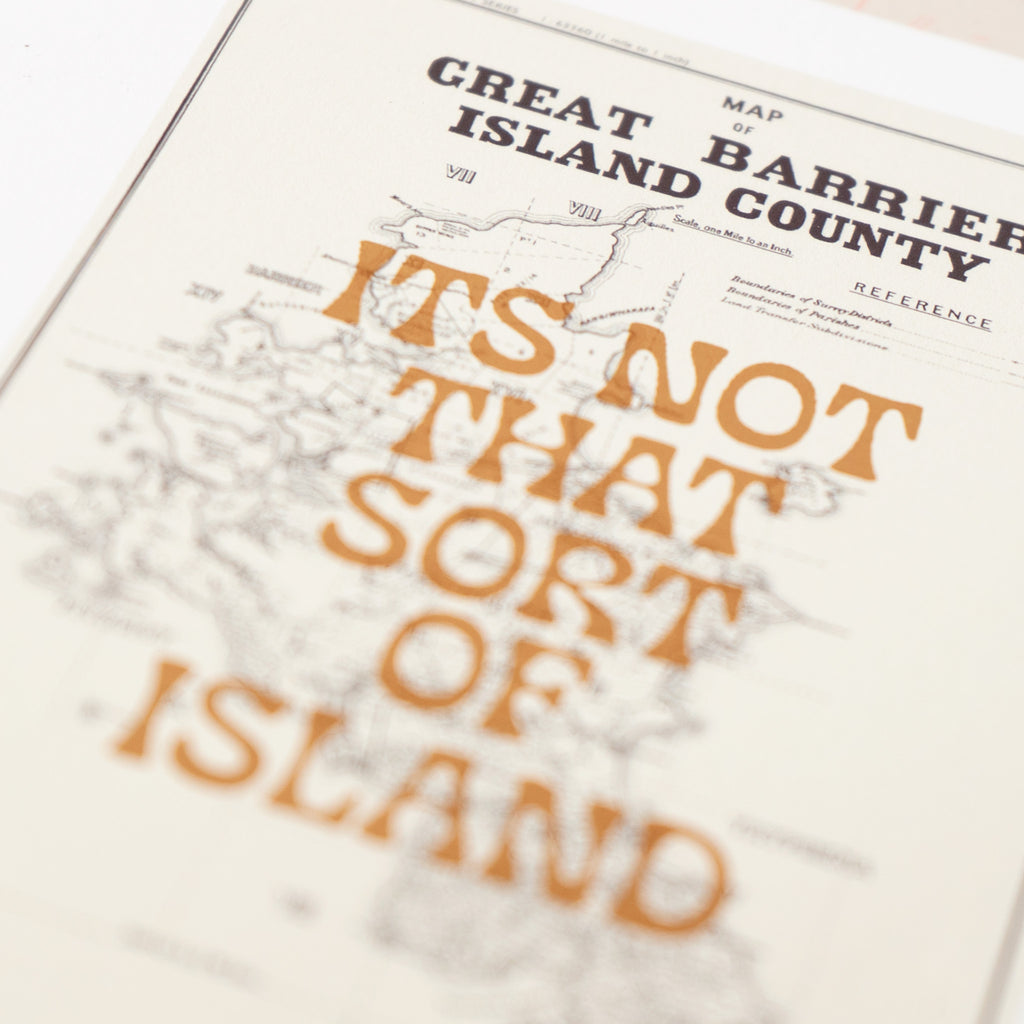 It's not that sort of Island  Giclée map print of Great Barrier Island NZ v02 toptownz