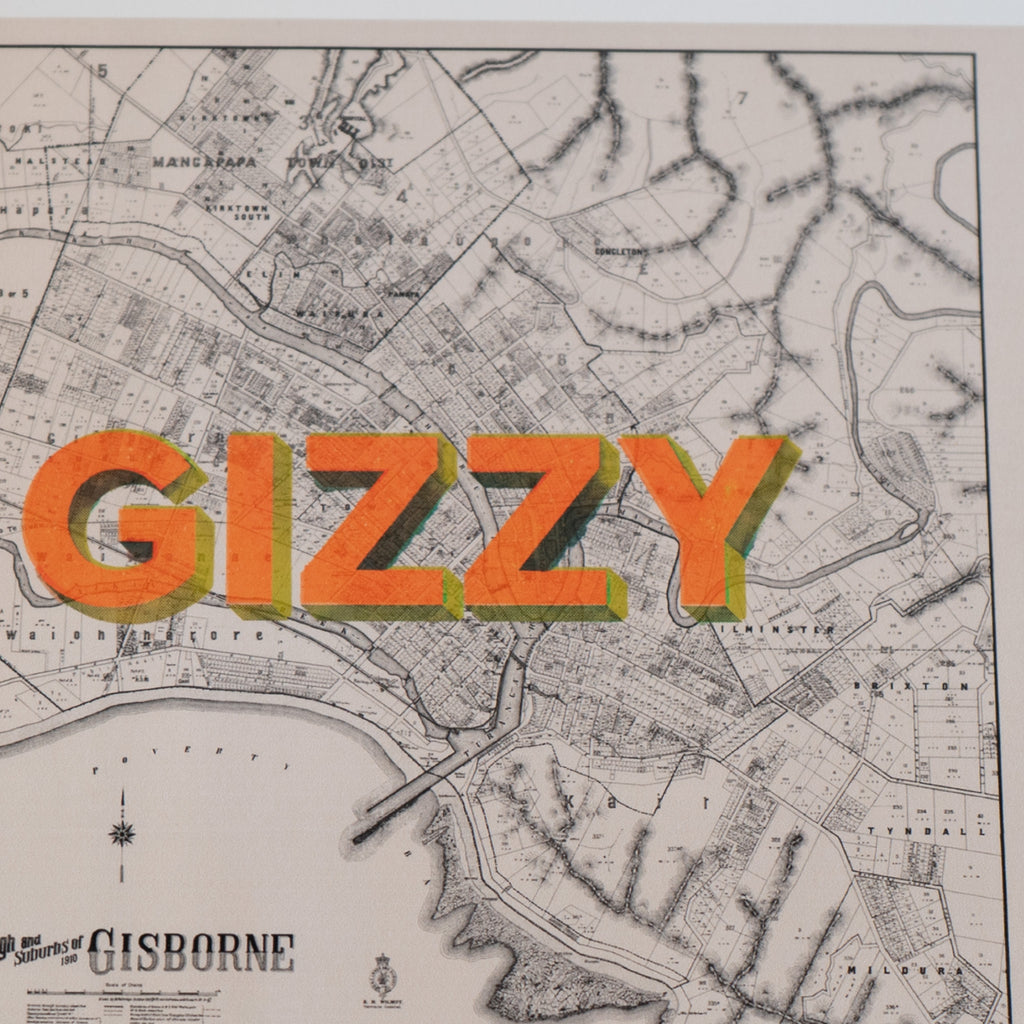 GIZZY Limited edition  Giclée map print of Gisborne, NZ v01 – toptownz