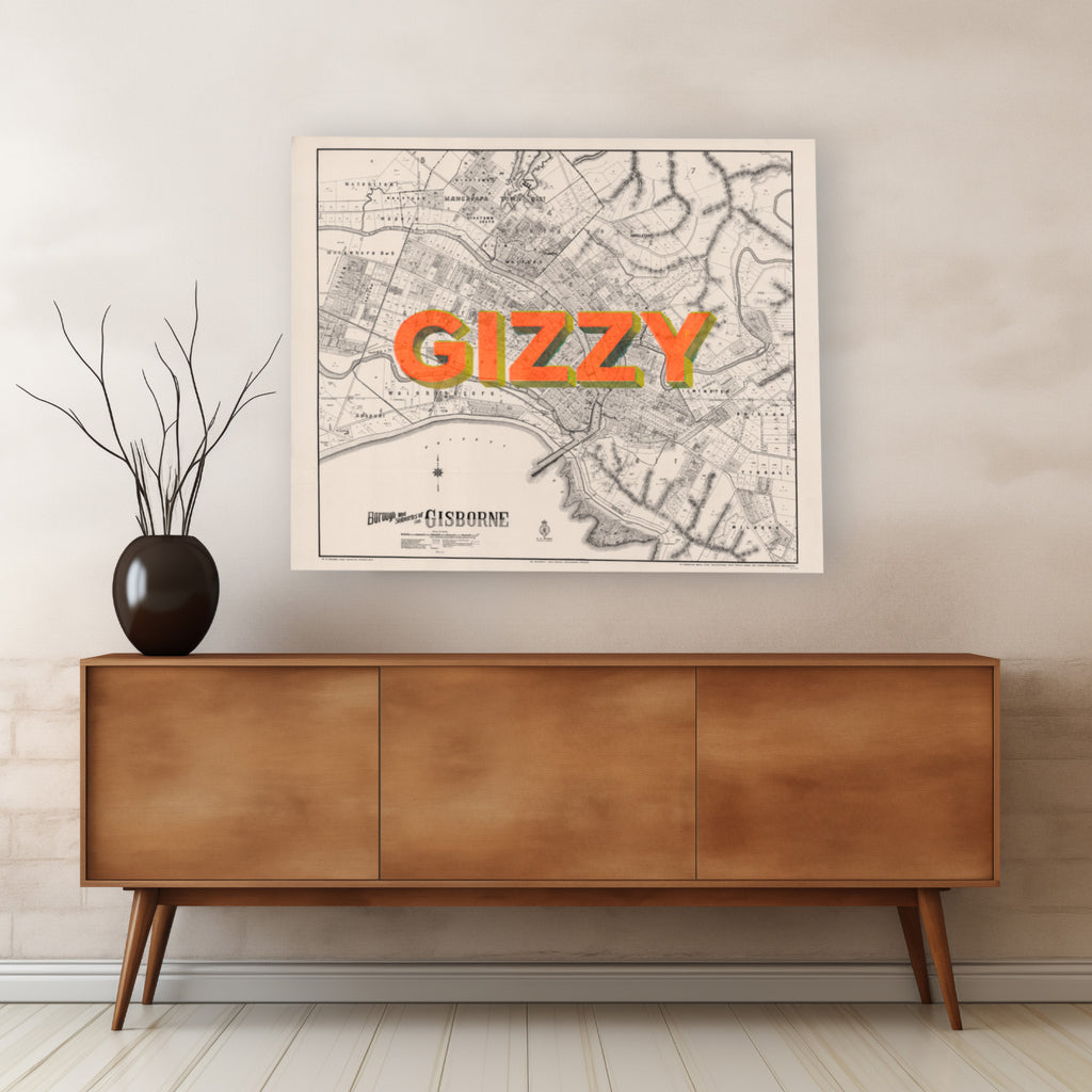 GIZZY Limited edition  Giclée map print of Gisborne, NZ v01 – toptownz