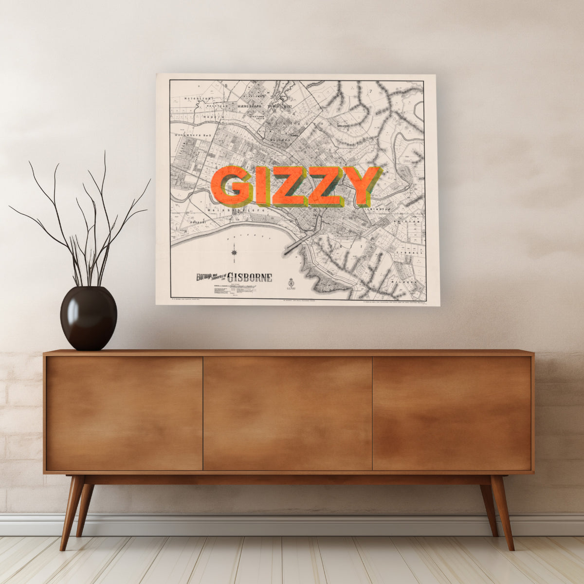 GIZZY Limited edition  Giclée map print of Gisborne, NZ v01 – toptownz