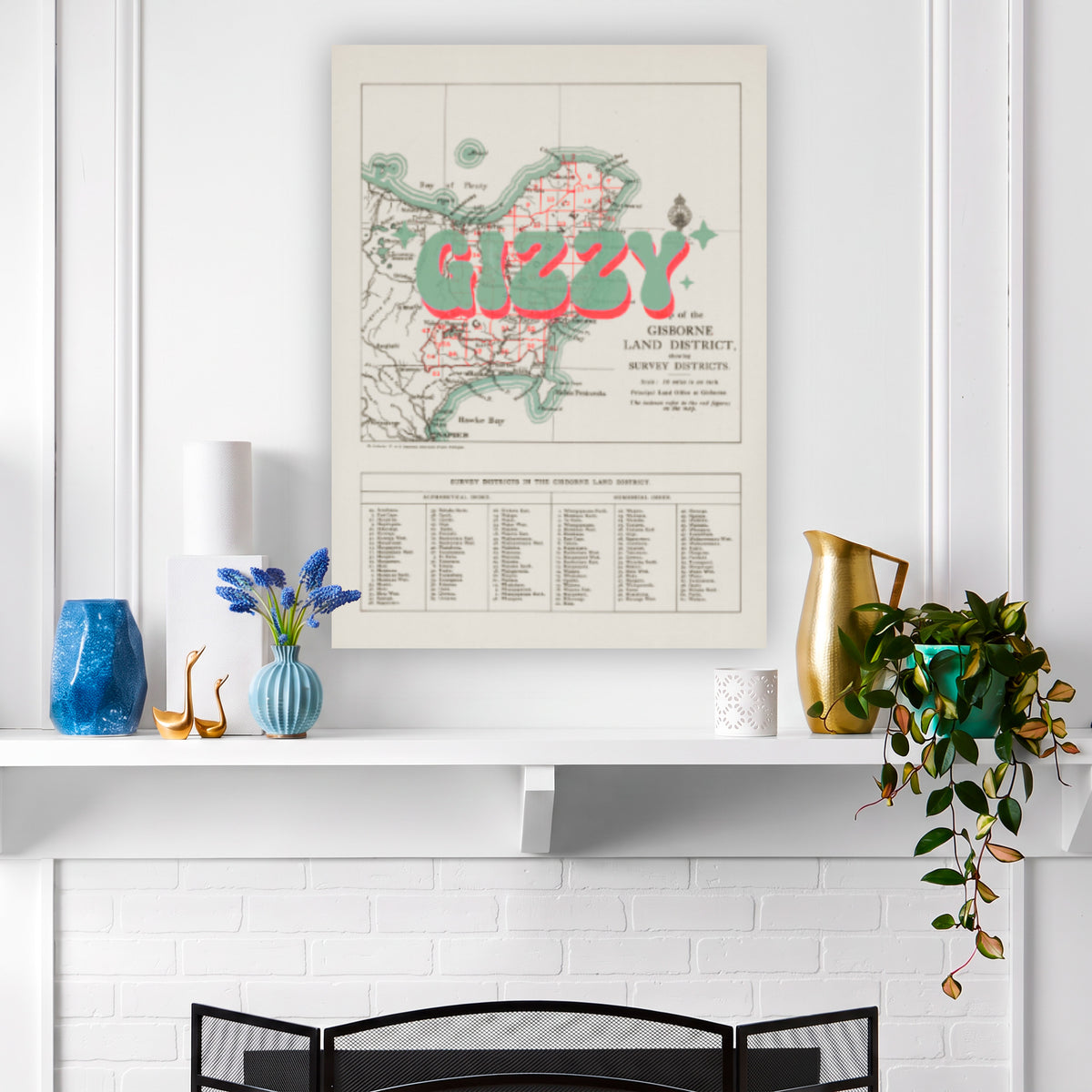Limited edition Giclée map print of Gisborne, NZ v02 – toptownz