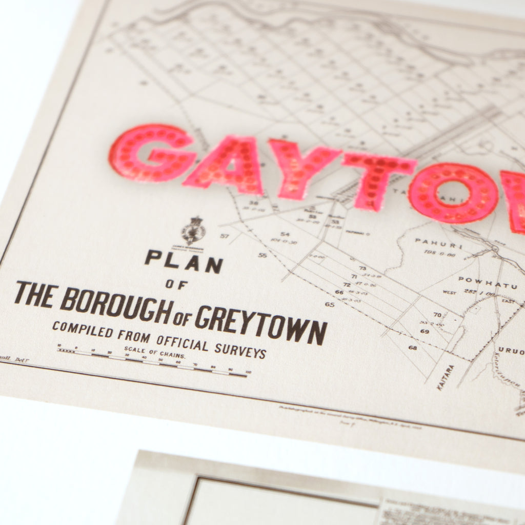 GAYTOWN Ltd. Ed.  Giclée map print of Greytown, Wairarapa New Zealand v01 – toptownz.shop  town slogans 