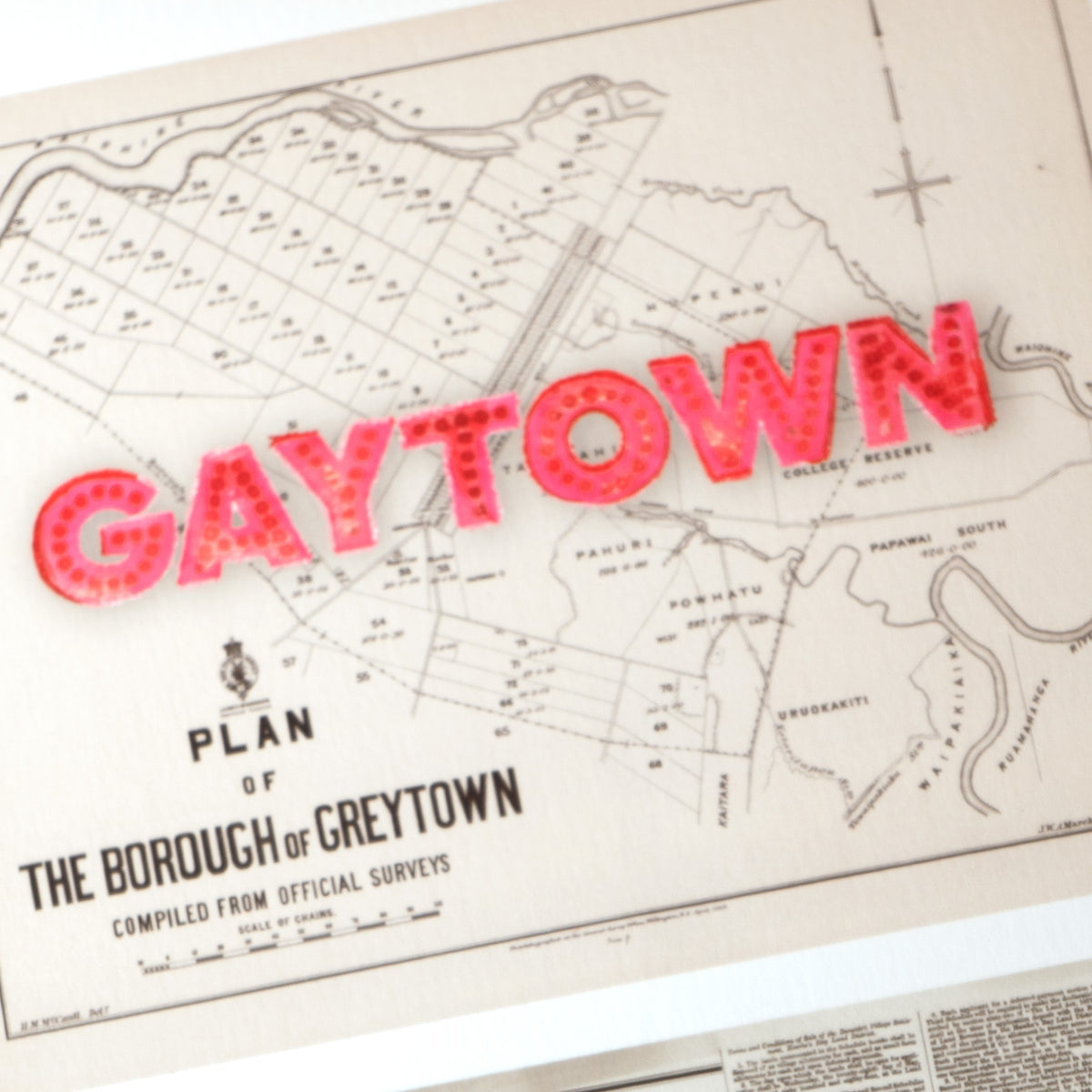GAYTOWN Ltd. Ed.  Giclée map print of Greytown, Wairarapa New Zealand v01 – toptownz.shop  town slogans 