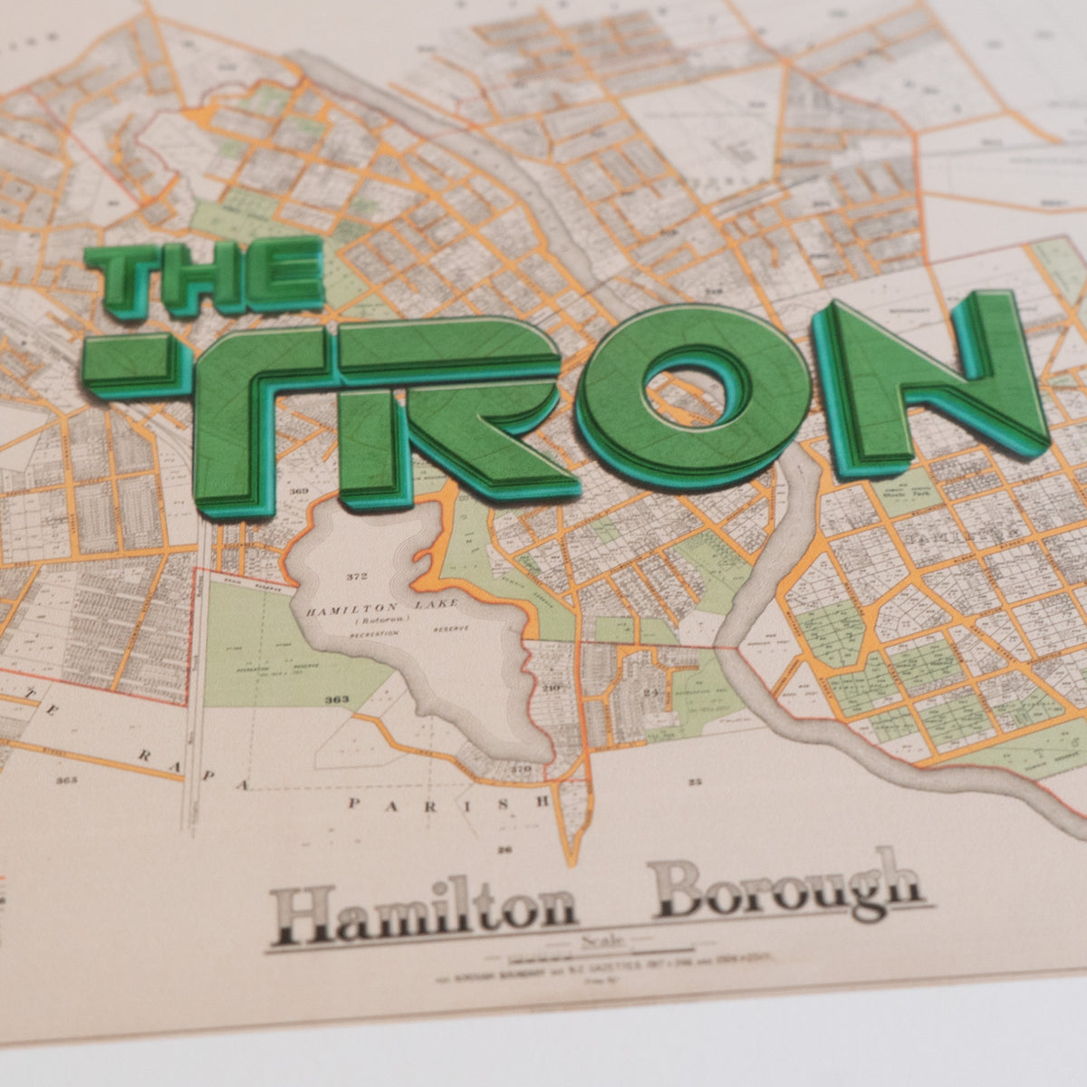 THE TRON Limited edition Giclée map print of Hamilton, Waikato NZ v01 – toptownz