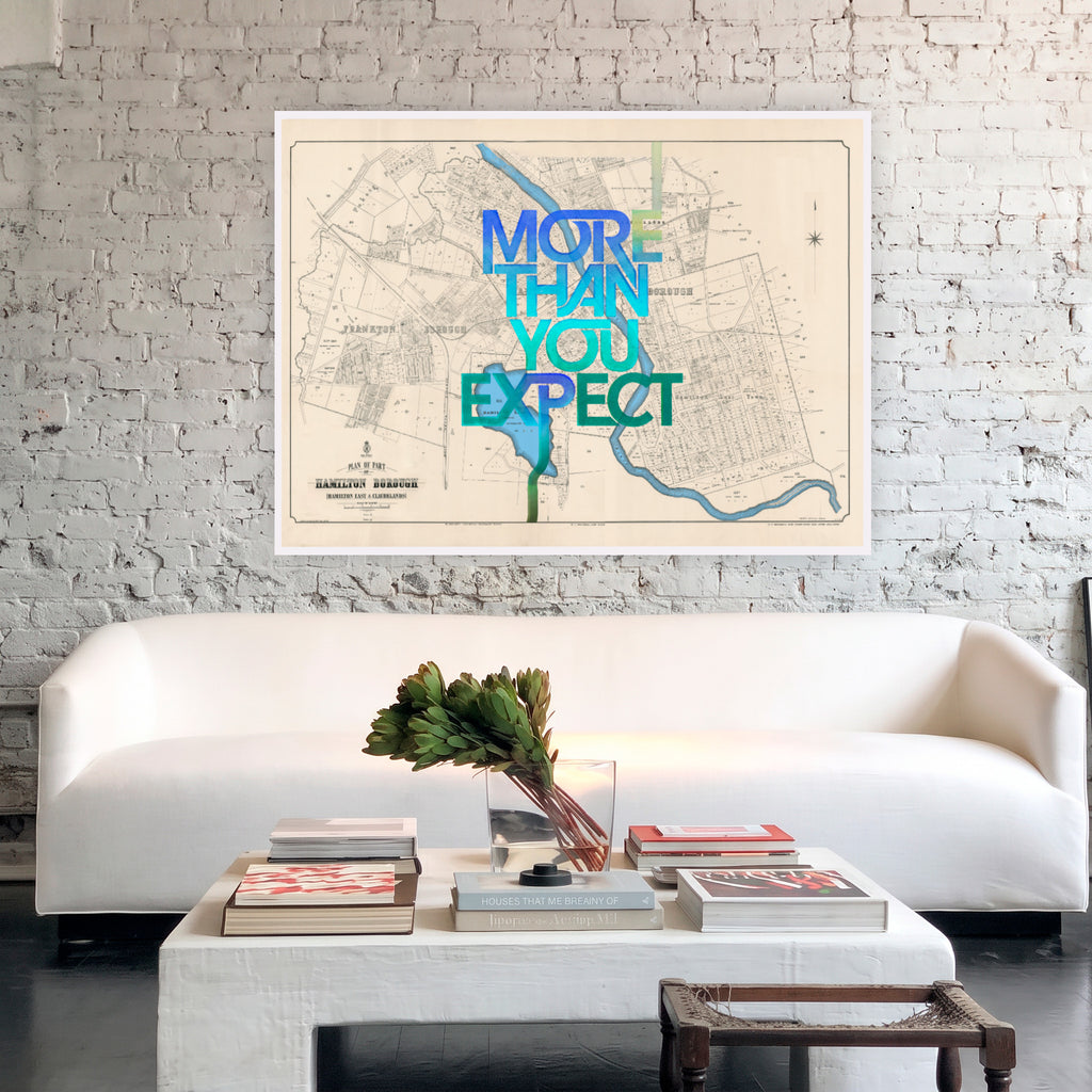 Limited edition A2 Giclée map print of Hamilton, Waikato NZ v02 – toptownz