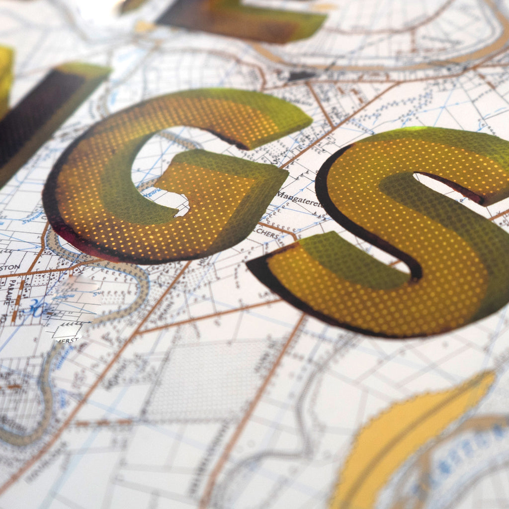 The Stings - Limited edition Giclée map print of Hastings, Hawke's Bay NZ v01 – toptownz