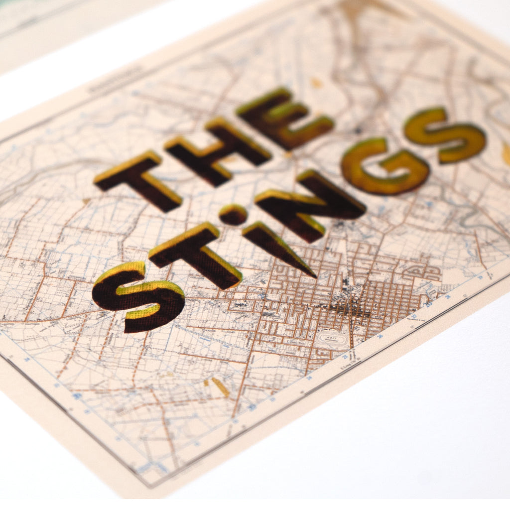 The Stings - Limited edition Giclée map print of Hastings, Hawke's Bay NZ v01 – toptownz