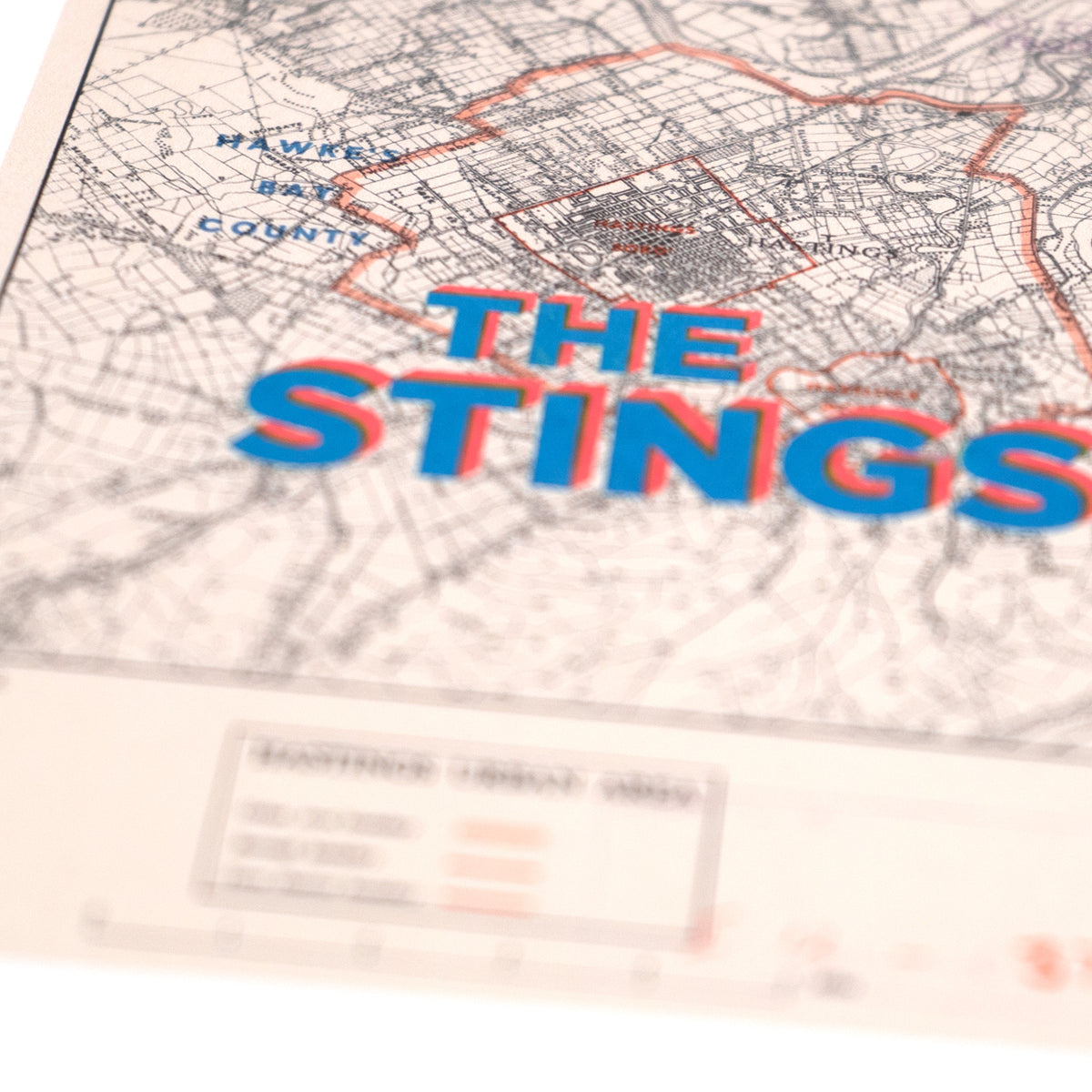 The Stings - Limited edition Giclée map print of Hastings, Hawke's Bay NZ v02 – toptownz