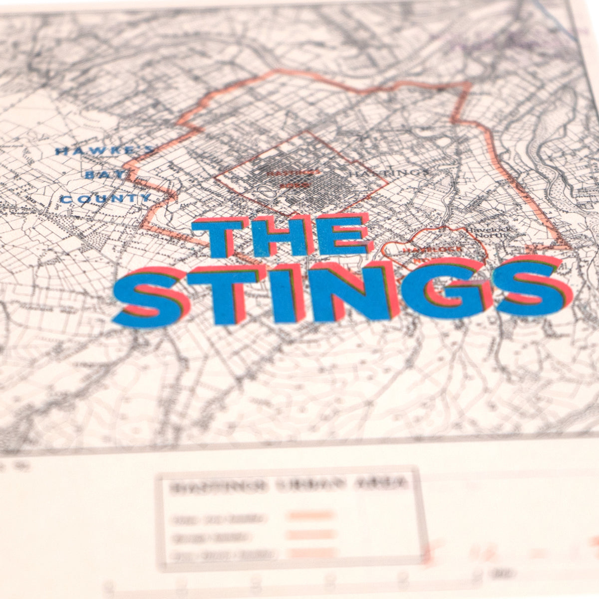 The Stings - Limited edition Giclée map print of Hastings, Hawke's Bay NZ v02 – toptownz