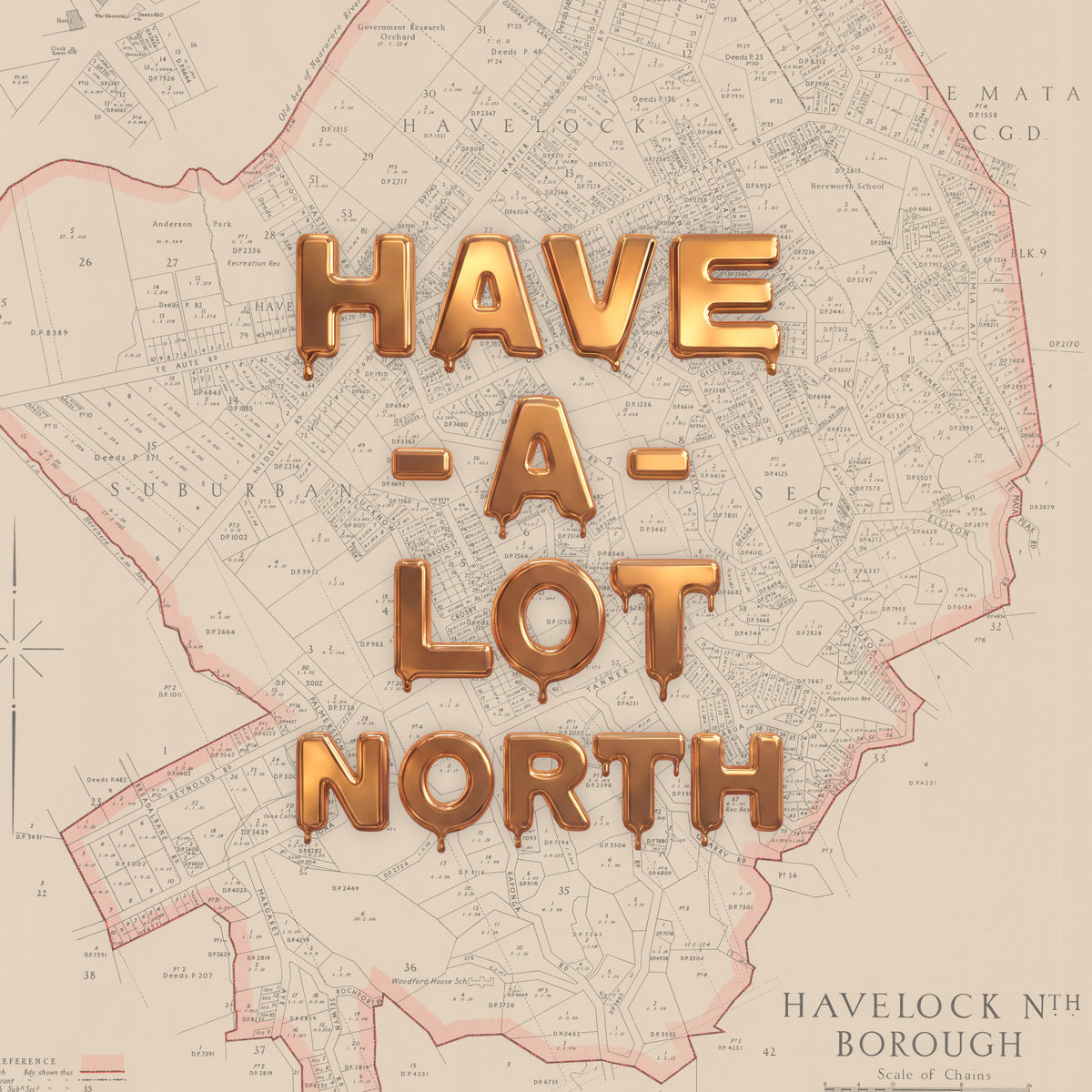 Have a Lot North Giclée map print of Havelock North, Hawke's Bay NZ v02 – toptownz