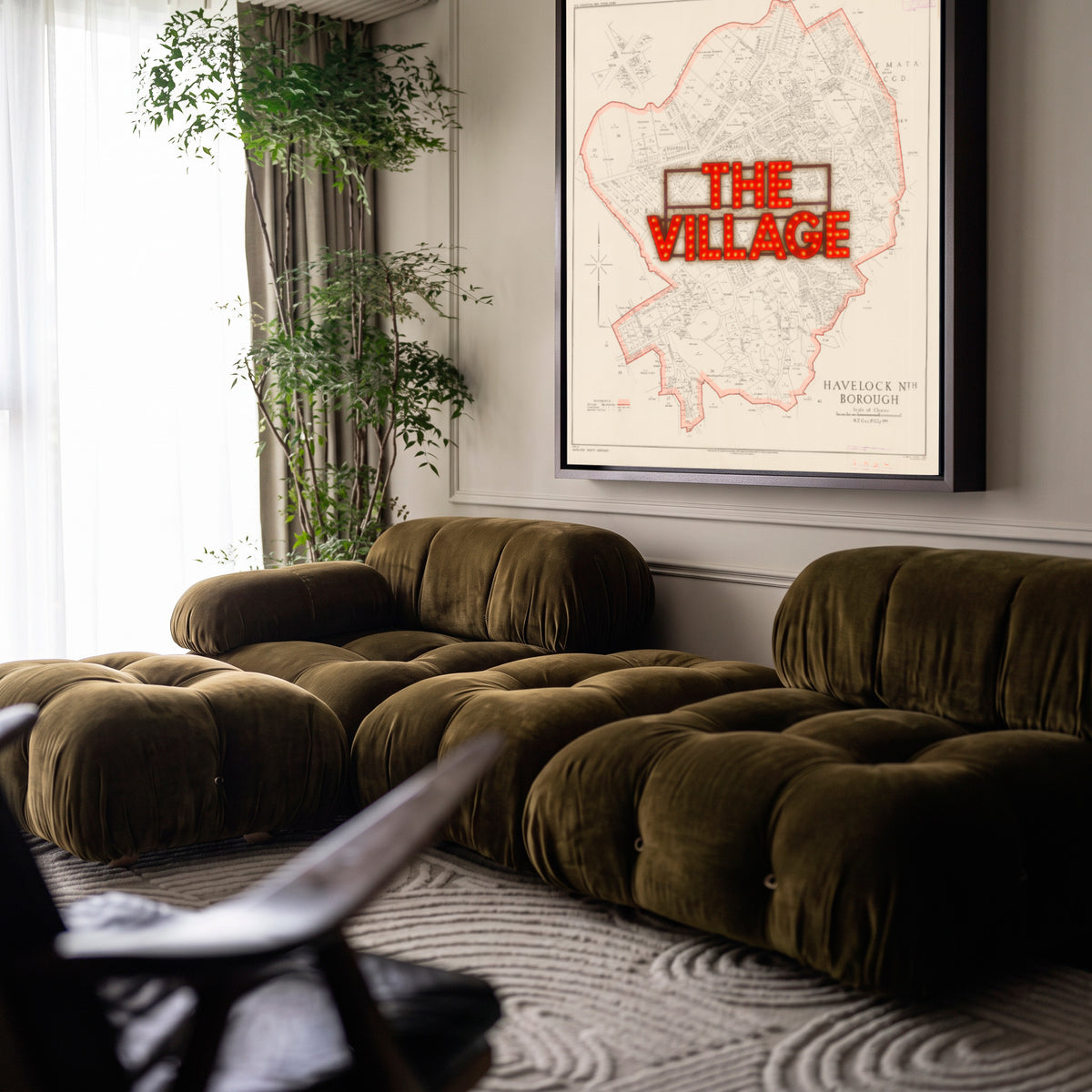 Limited edition A2 Giclée map print of Havelock North, Hawke's Bay NZ v01 – toptownz