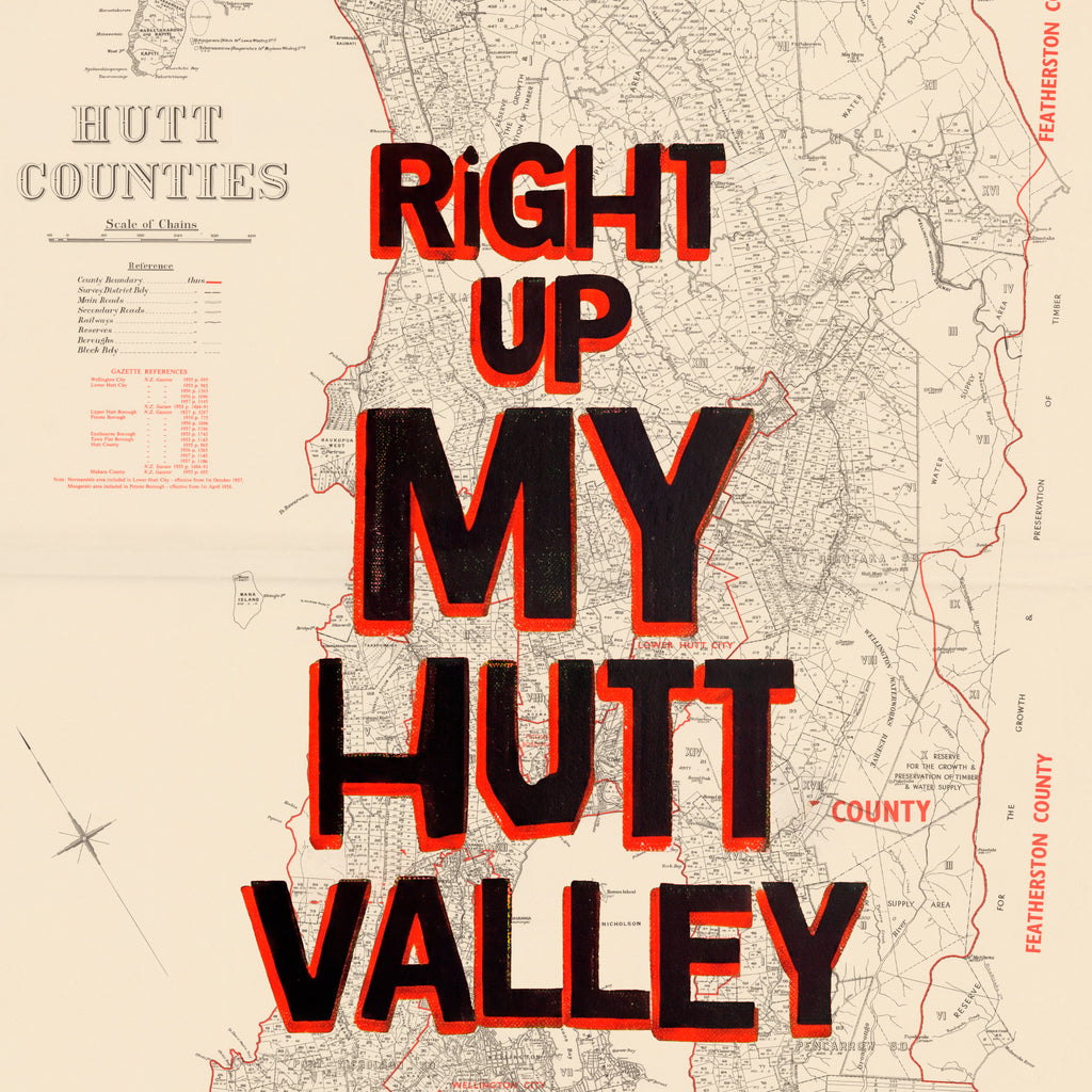 Right Up my Hutt Valley Limited edition Giclée map print of Hutt Valley, Wellington New Zealand – toptownz