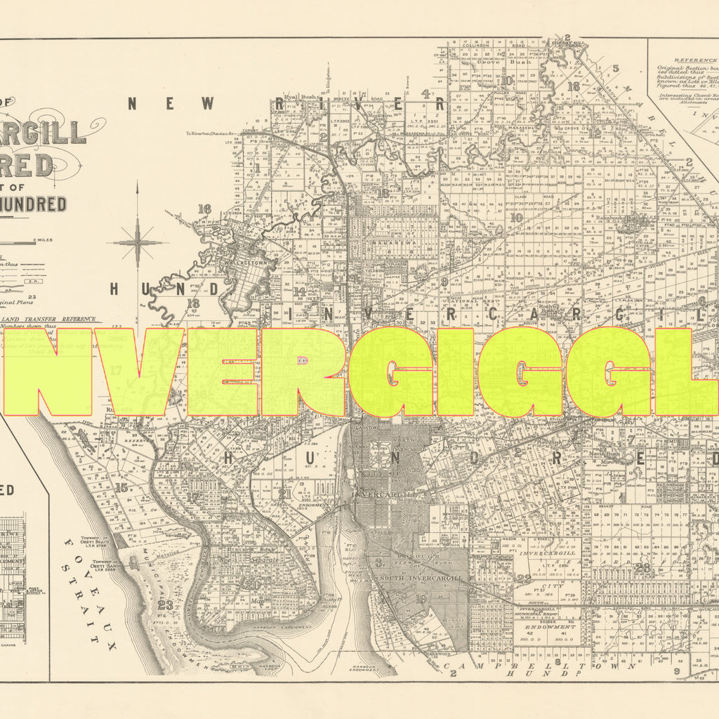 Invergiggle, Limited Edition  Giclée map print of Invercargill, Southland NZ – toptownz
